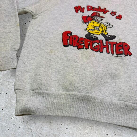 Vintage Kids My Daddy Is a Firefighter Sweatshirt Fruit of the Loom USA 14-16 - Picture 6 of 11